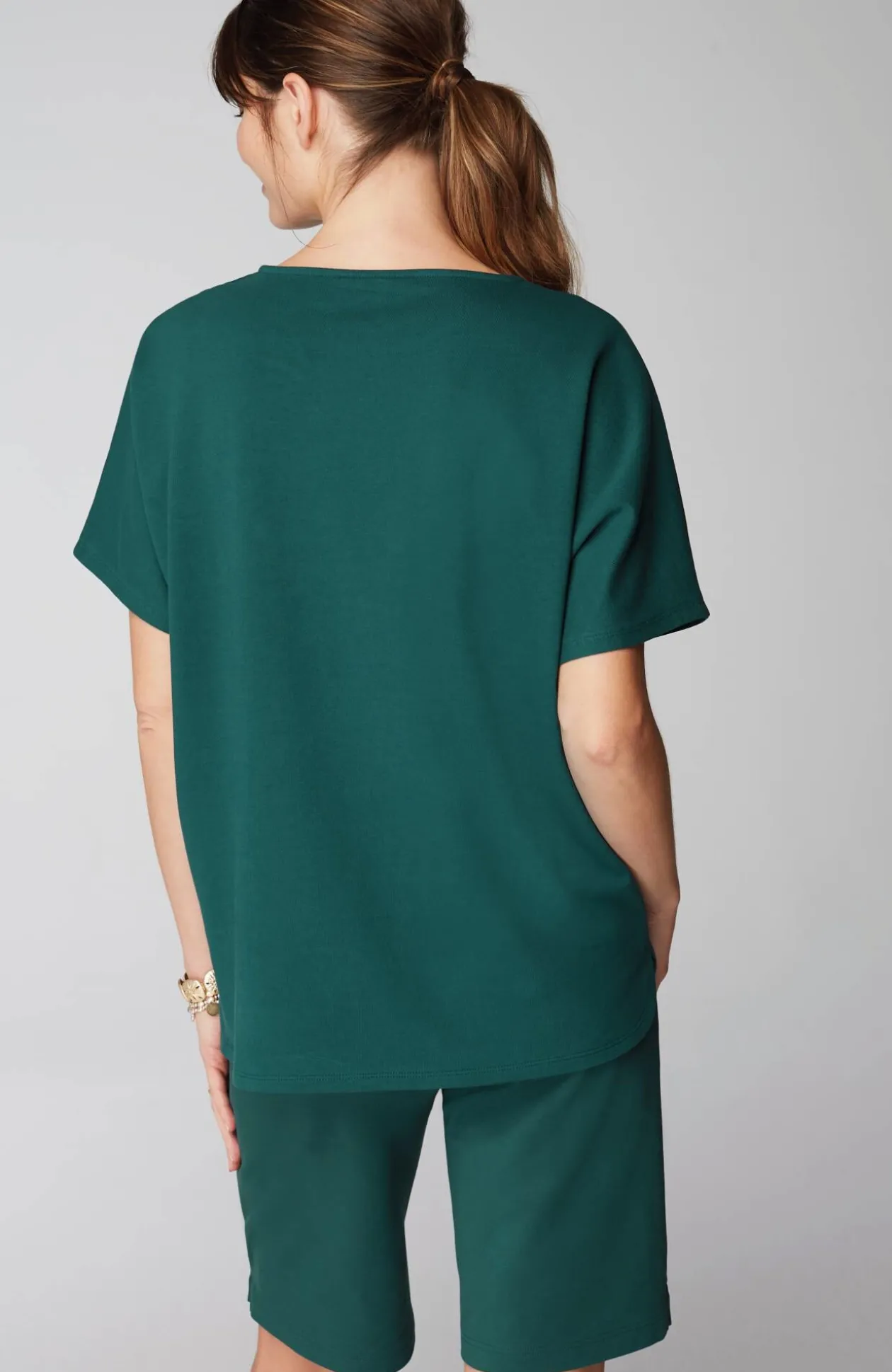 Pure Jill Dolman-Sleeve French Terry Top