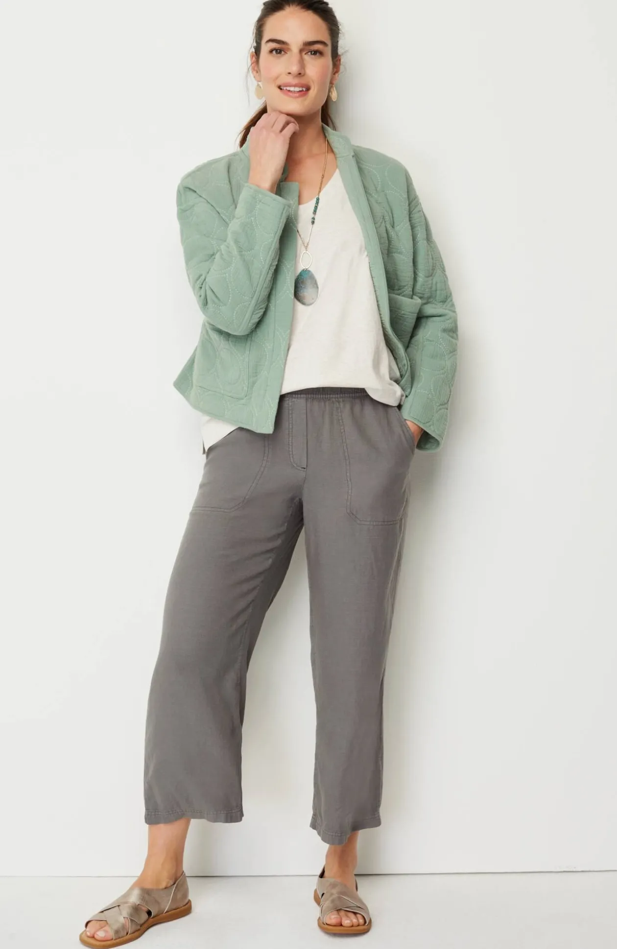 Pure Jill Double-Gauze Quilted Jacket