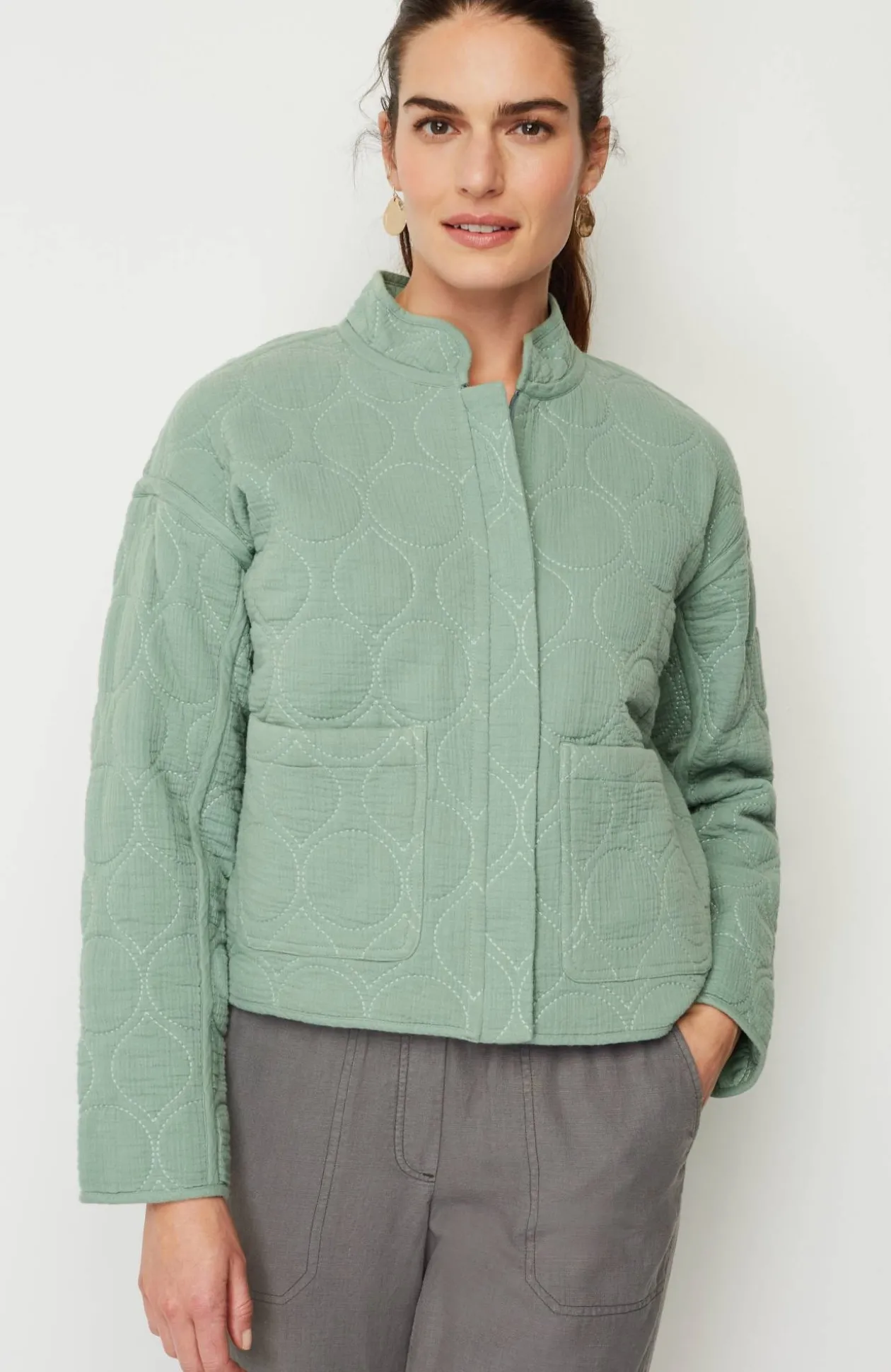 Pure Jill Double-Gauze Quilted Jacket