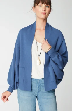 Pure Jill Double-Knit Dolman-Sleeve Cardi