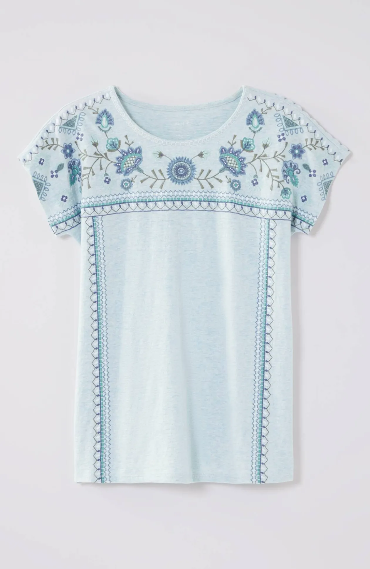 Pure Jill Embroidered Round-Neck Tee