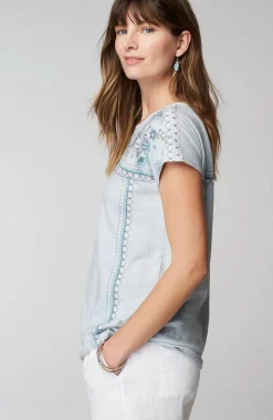 Pure Jill Embroidered Round-Neck Tee