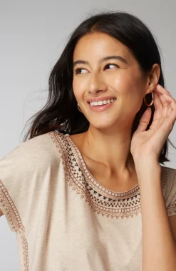 Pure Jill Embroidered Round-Neck Tee