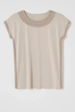Pure Jill Embroidered Round-Neck Tee