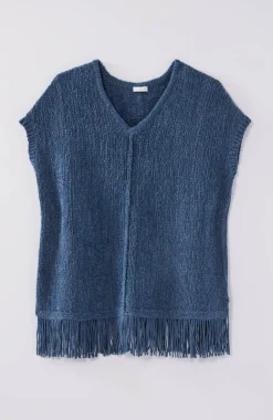 Pure Jill Fringed-Hem V-Neck Sweater
