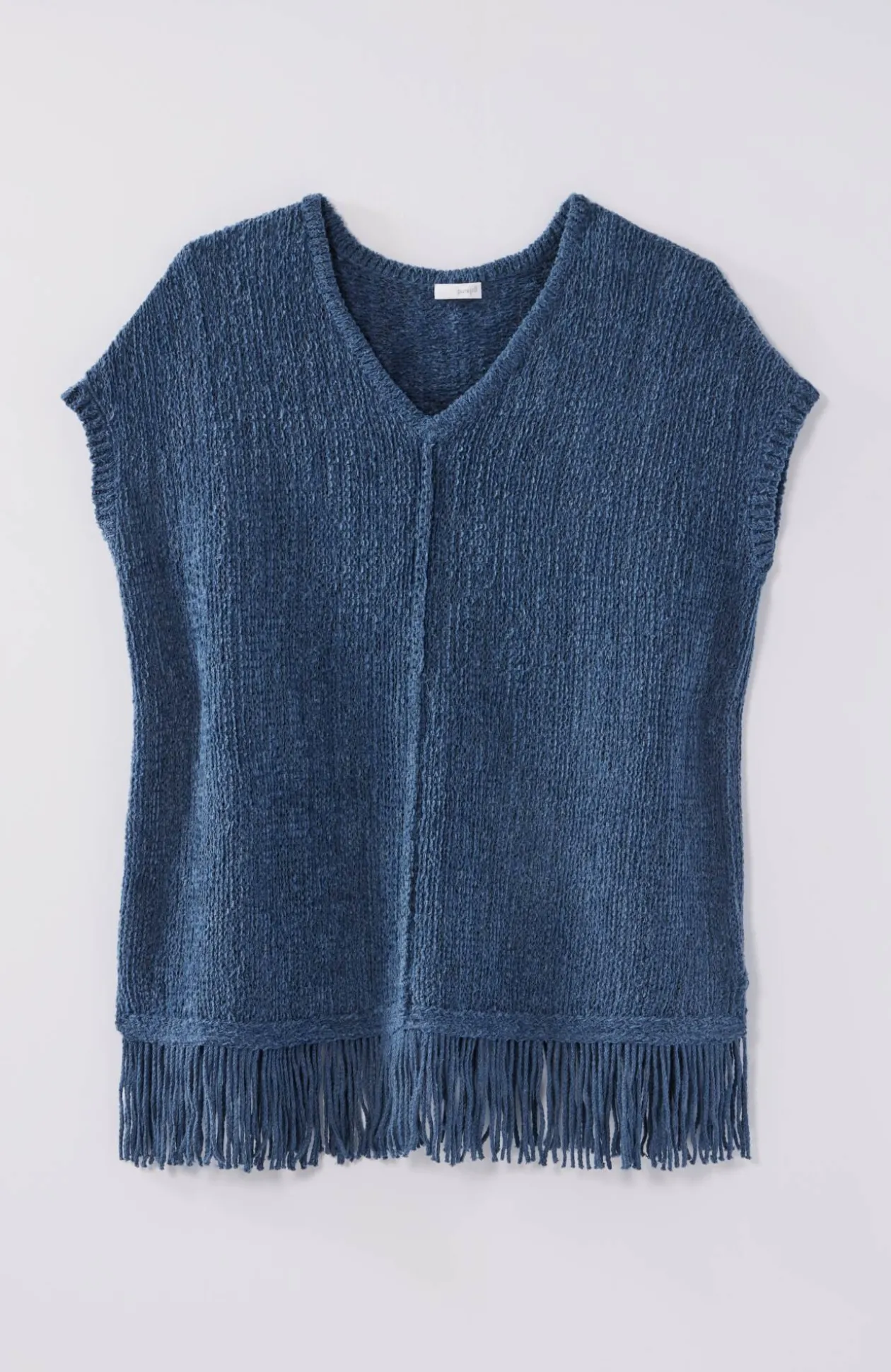 Pure Jill Fringed-Hem V-Neck Sweater