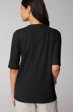 Pure Jill Hemp & Cotton Button-Front Top