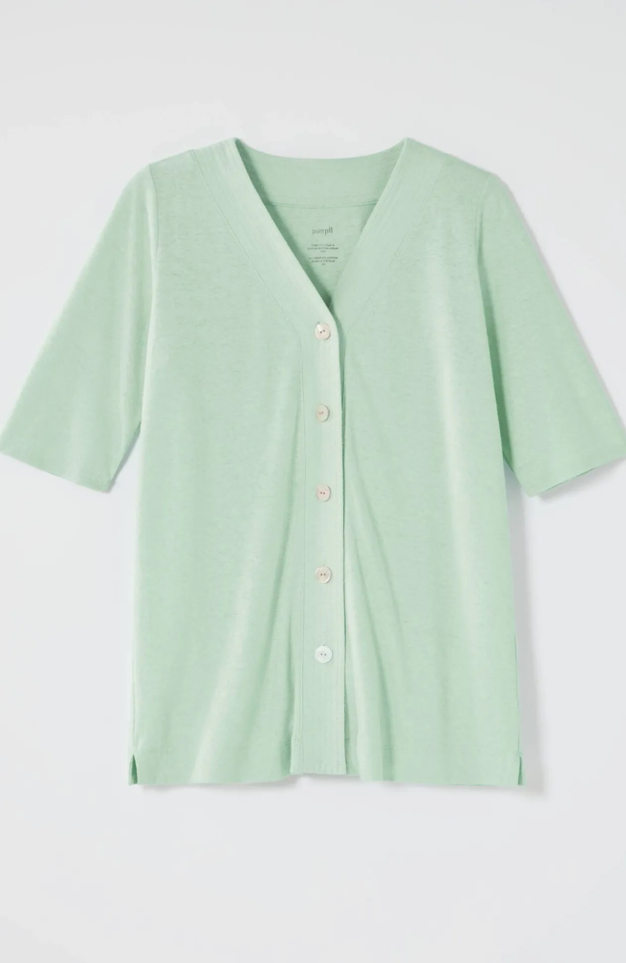 Pure Jill Hemp & Cotton Button-Front Top