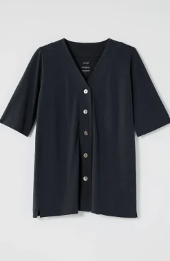 Pure Jill Hemp & Cotton Button-Front Top