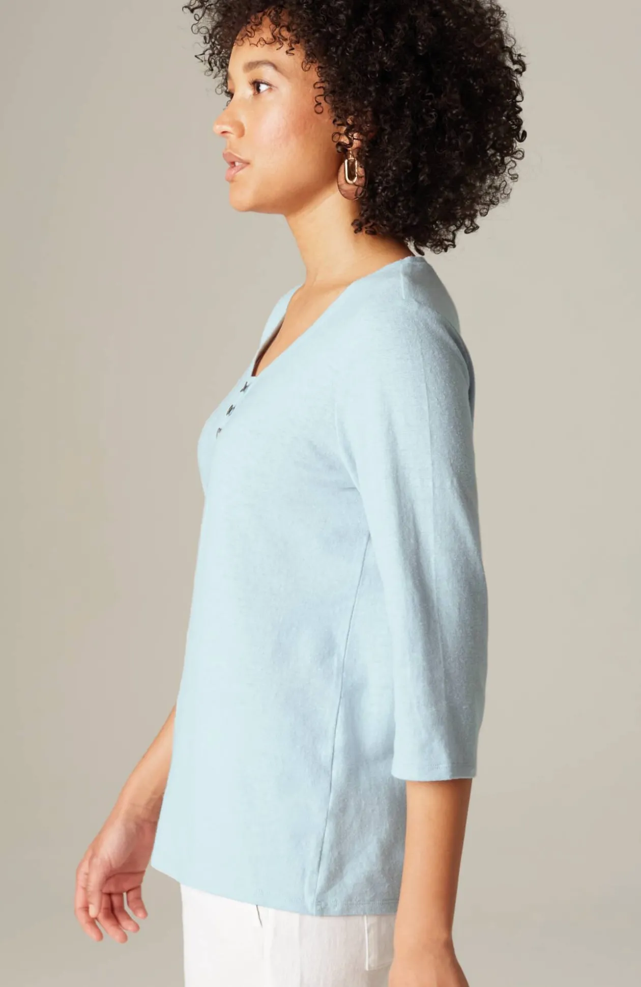 Pure Jill Hemp & Cotton Henley Top