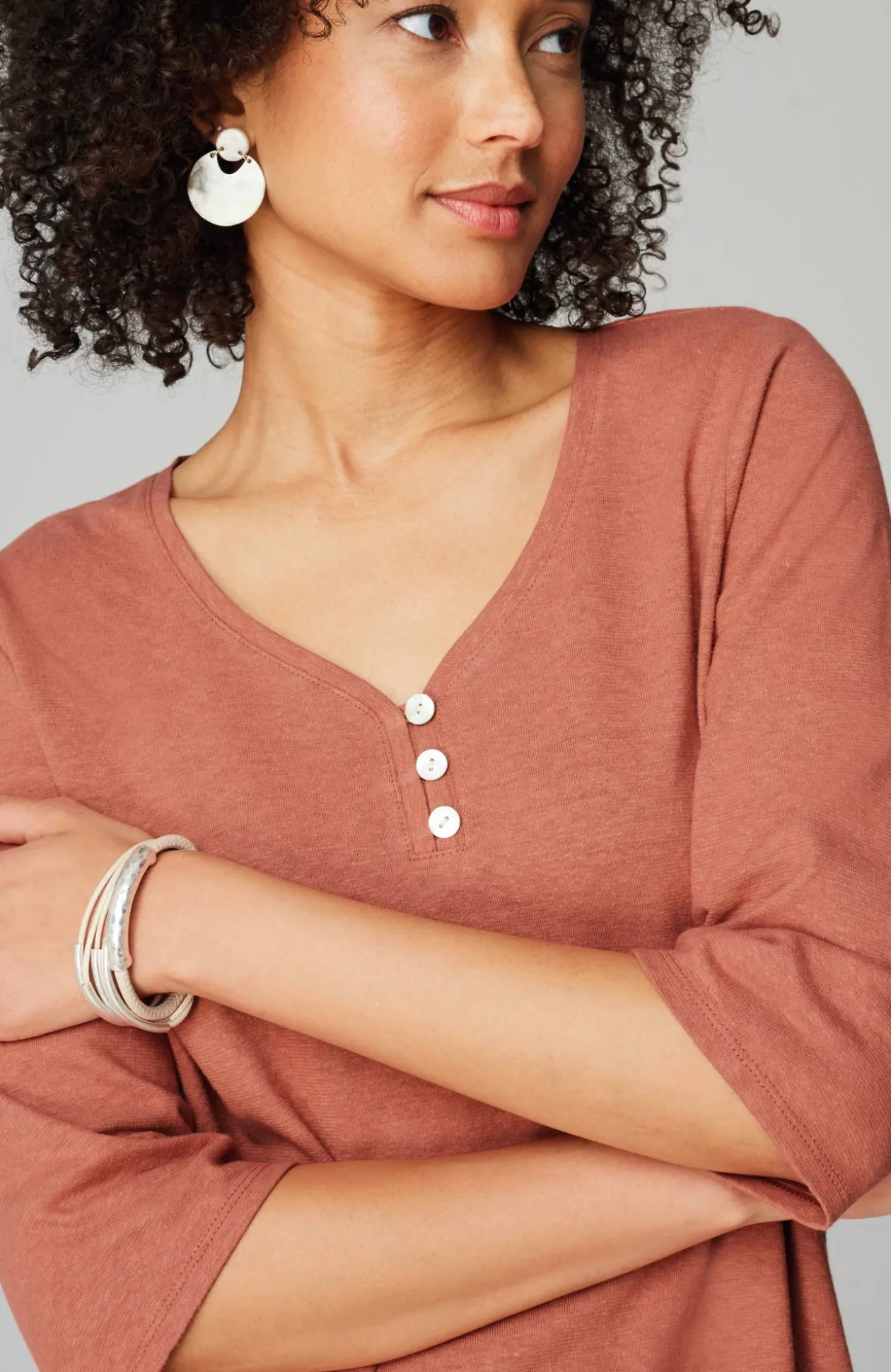 Pure Jill Hemp & Cotton Henley Top