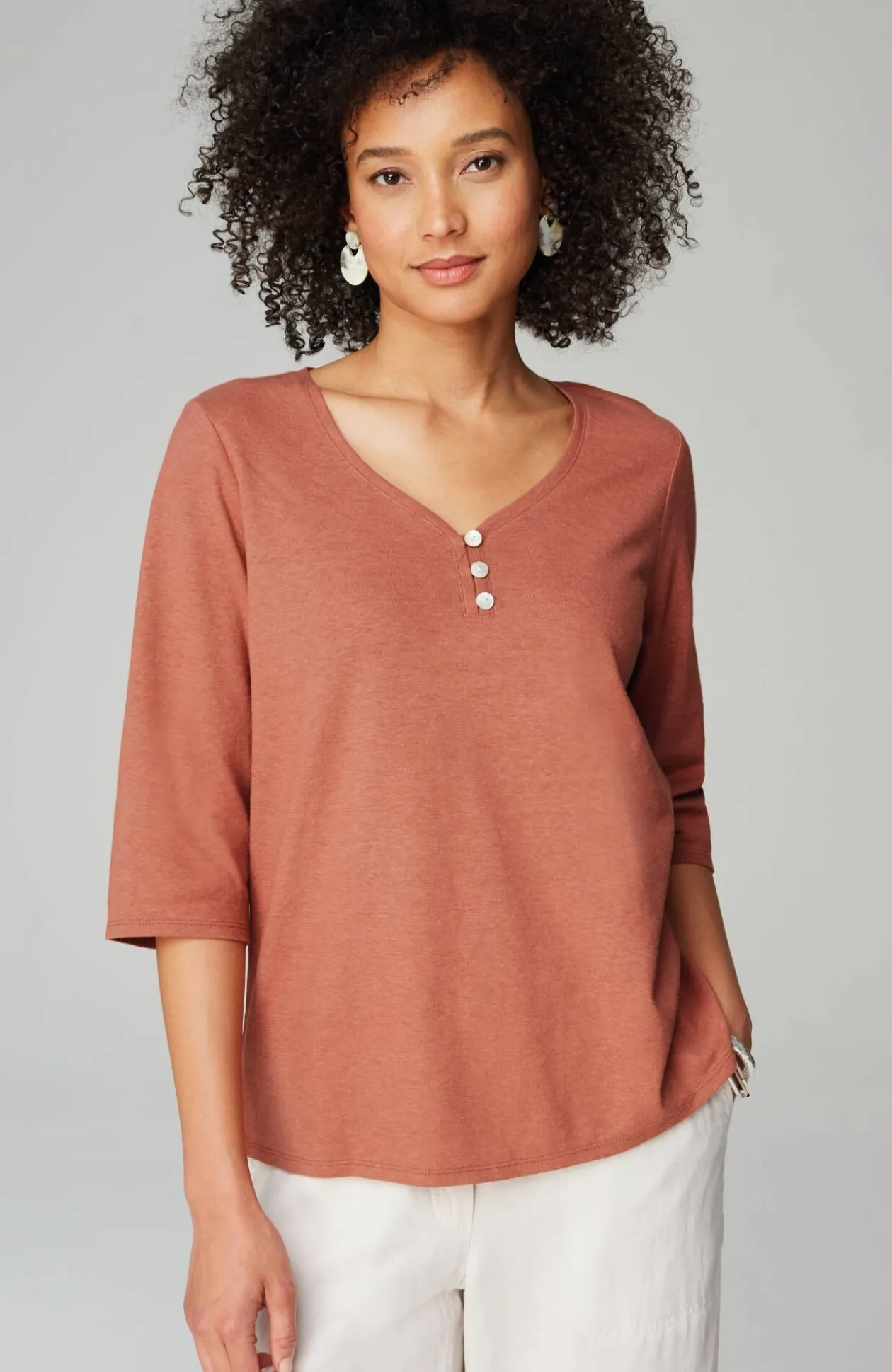 Pure Jill Hemp & Cotton Henley Top