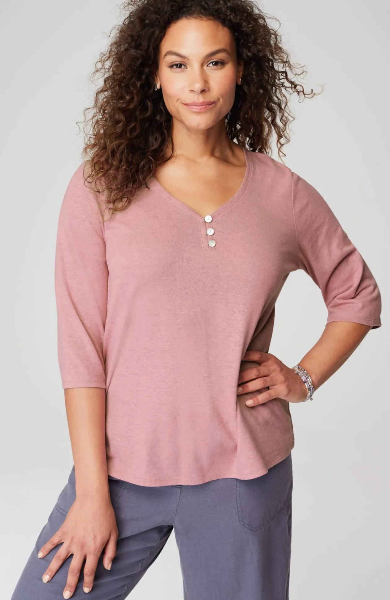 Pure Jill Hemp & Cotton Henley Top