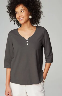Pure Jill Hemp & Cotton Henley Top