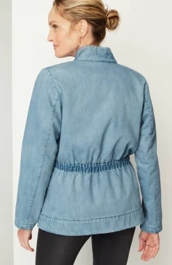 Pure Jill Indigo Curved-Hem Jacket