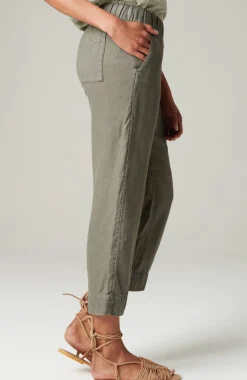 Pure Jill Linen Trapunto-Stitched Pants