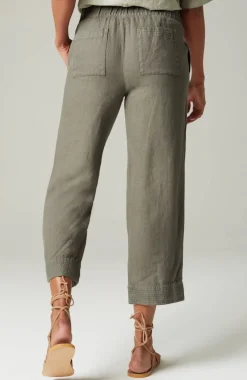 Pure Jill Linen Trapunto-Stitched Pants
