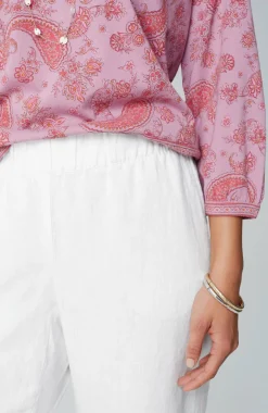 Pure Jill Linen Trapunto-Stitched Pants