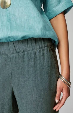 Pure Jill Linen Trapunto-Stitched Pants