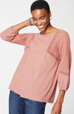 Pure Jill Mixed-Media Knit Top