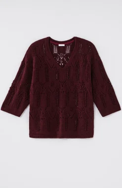Pure Jill Open-Textured V-Neck Sweater