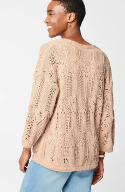 Pure Jill Open-Textured V-Neck Sweater