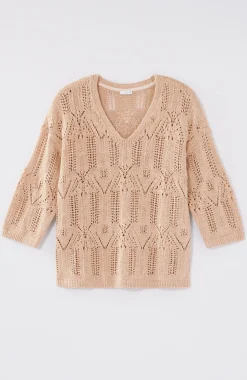Pure Jill Open-Textured V-Neck Sweater