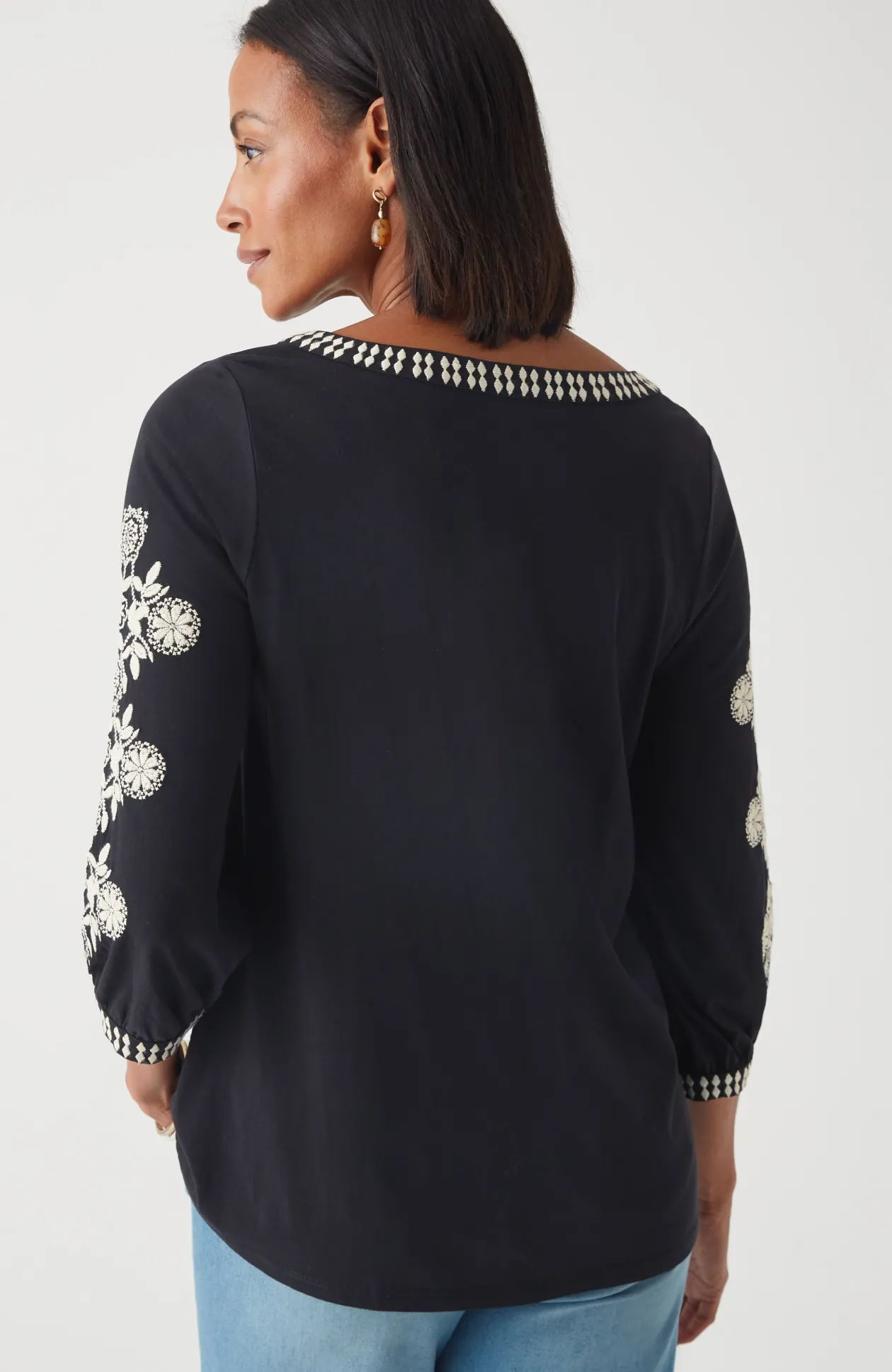 Pure Jill Organically Grown Cotton Embroidered Top