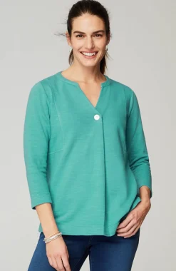 Pure Jill Organically Grown Cotton Buttoned Top