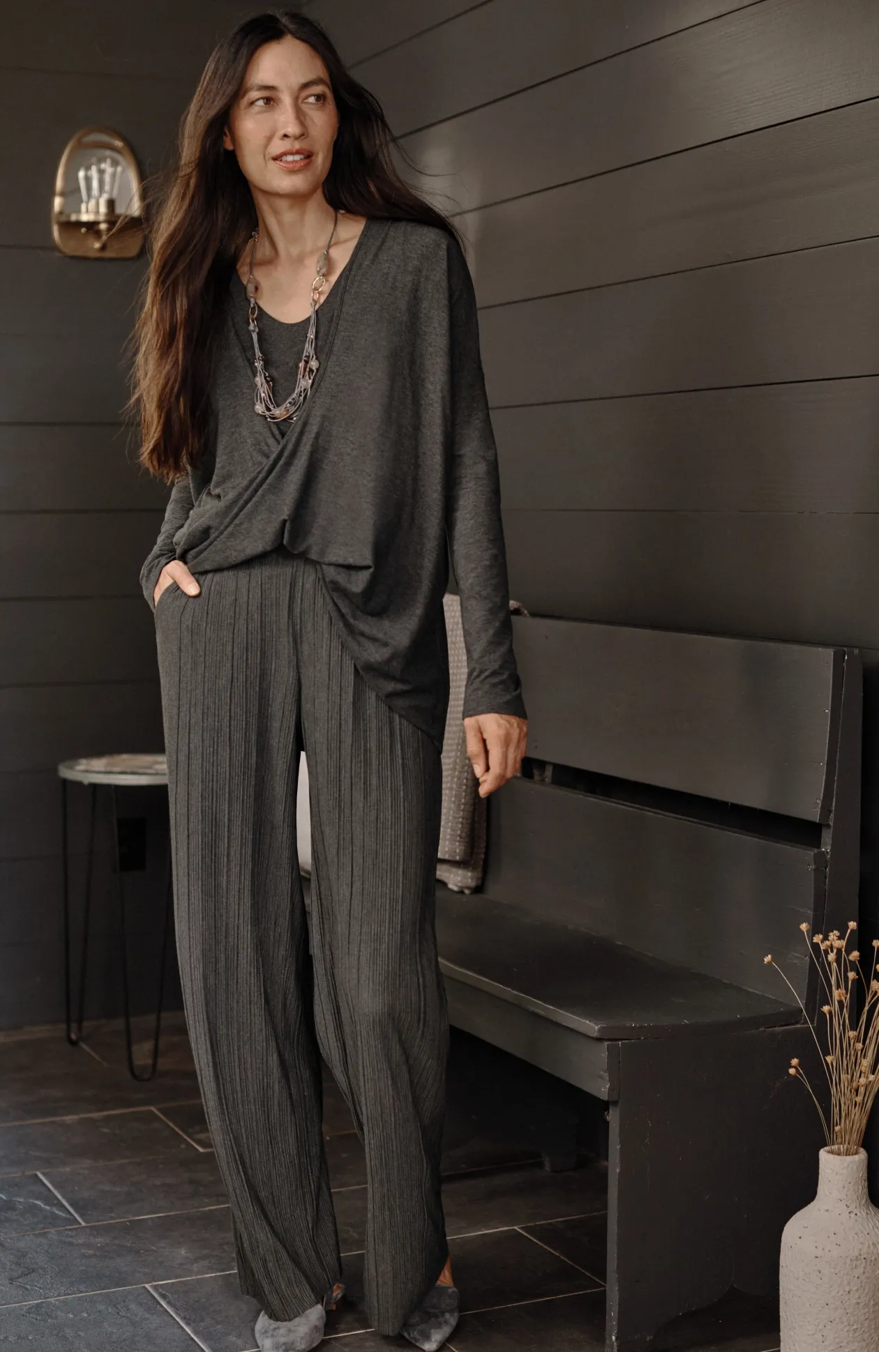 Pure Jill Pleated Wide-Leg Pants