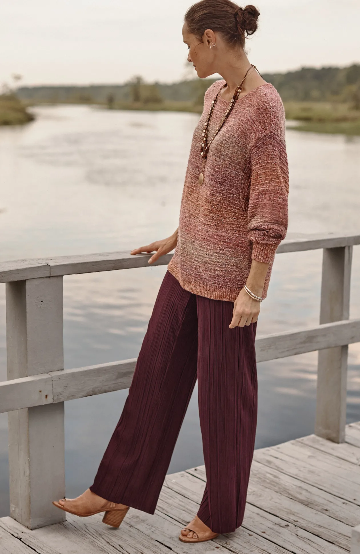 Pure Jill Pleated Wide-Leg Pants