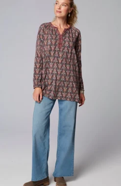 Pure Jill Printed & Embroidered Knit Tunic
