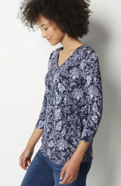 Pure Jill Printed V-Neck Tee