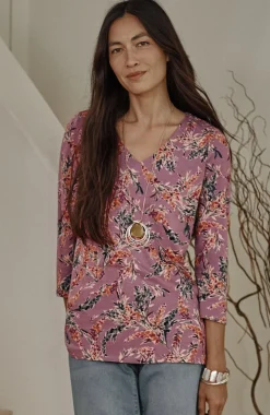 Pure Jill Printed V-Neck Tee