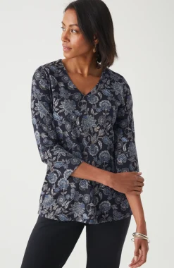 Pure Jill Printed V-Neck Tee