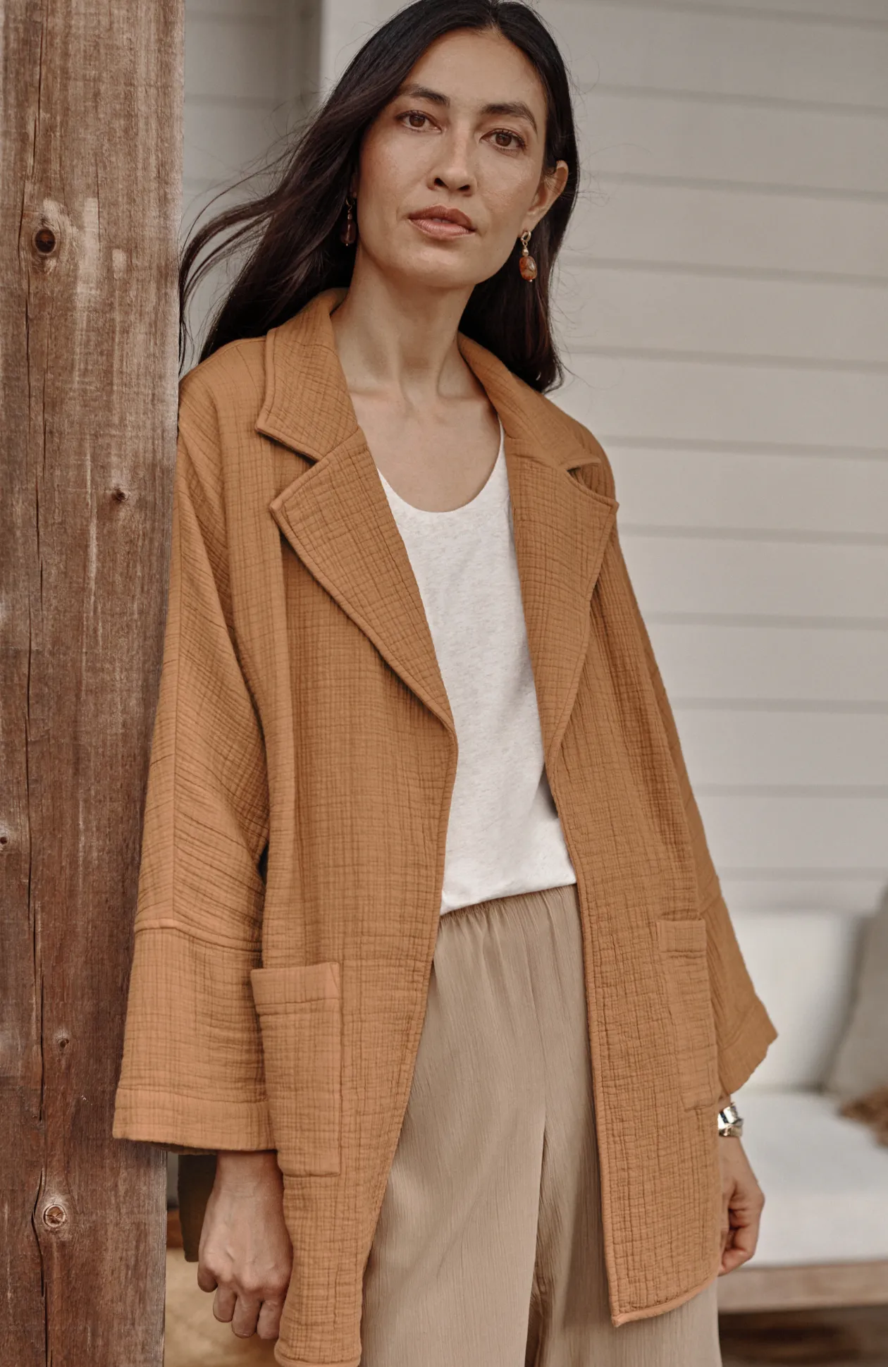 Pure Jill Relaxed Gauze Blazer