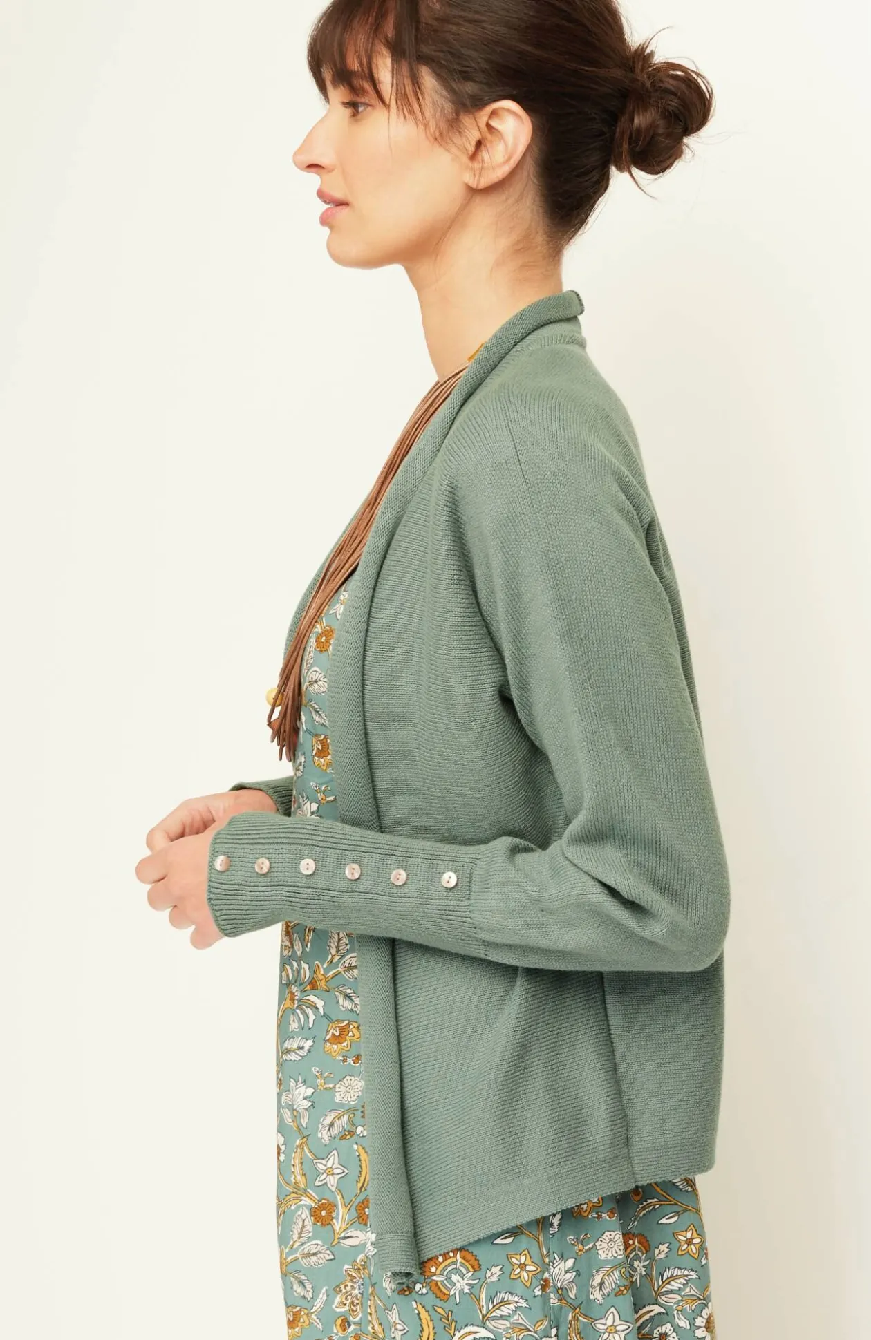Pure Jill Ribbed Button-Cuffed Cardi