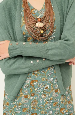 Pure Jill Ribbed Button-Cuffed Cardi
