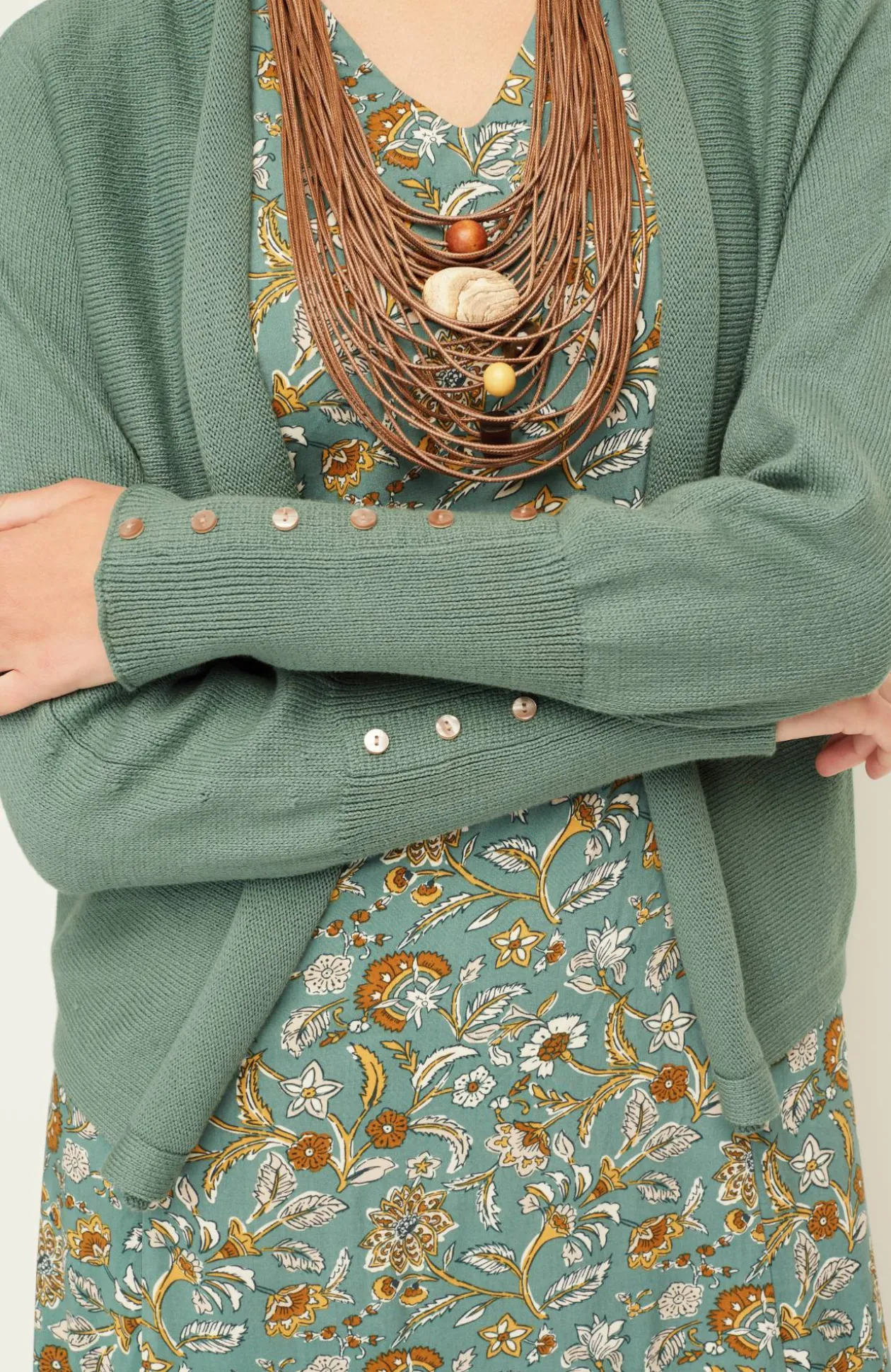Pure Jill Ribbed Button-Cuffed Cardi