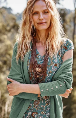 Pure Jill Ribbed Button-Cuffed Cardi