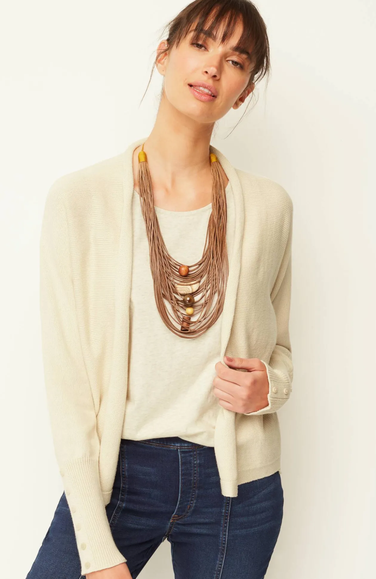 Pure Jill Ribbed Button-Cuffed Cardi