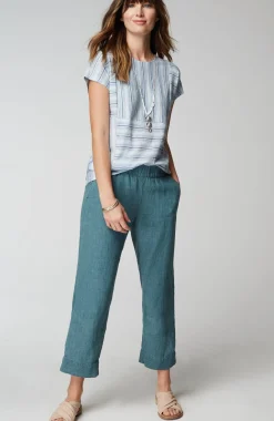 Pure Jill Round-Neck Variegated Striped Tee