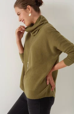 Pure Jill Scrunch-Neck Recycled-Cashmere Sweater