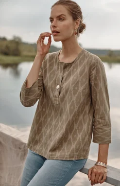 Pure Jill Single-Button Ikat Top