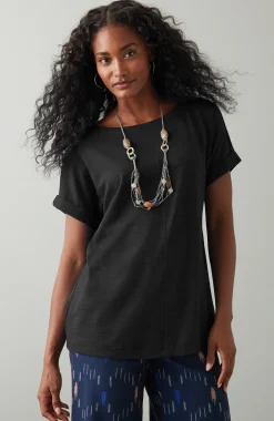 Pure Jill Slub Boat-Neck Tee