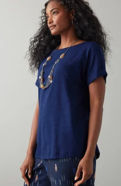 Pure Jill Slub Boat-Neck Tee