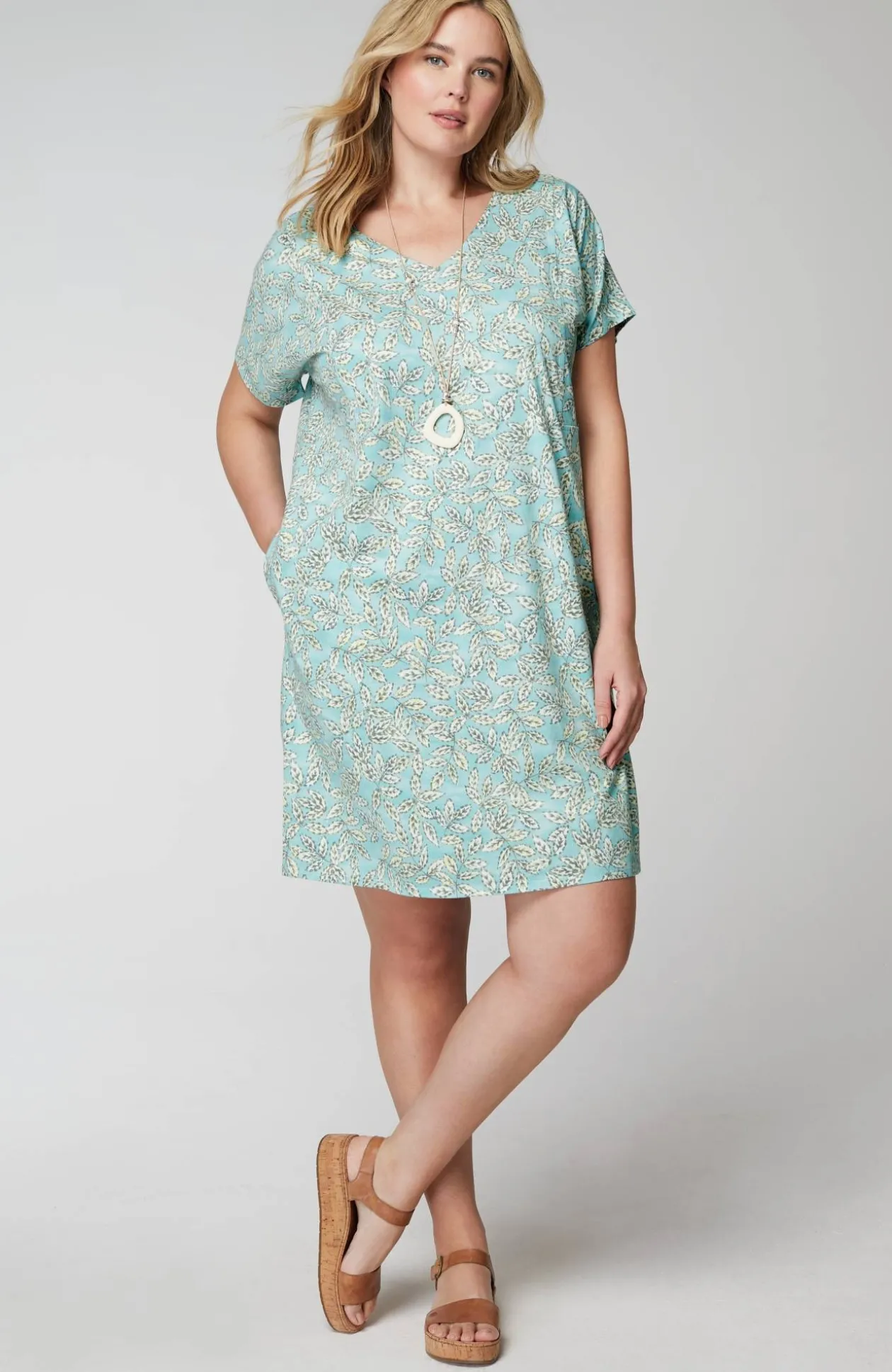 Pure Jill Soft-V-Neck T-Shirt Dress