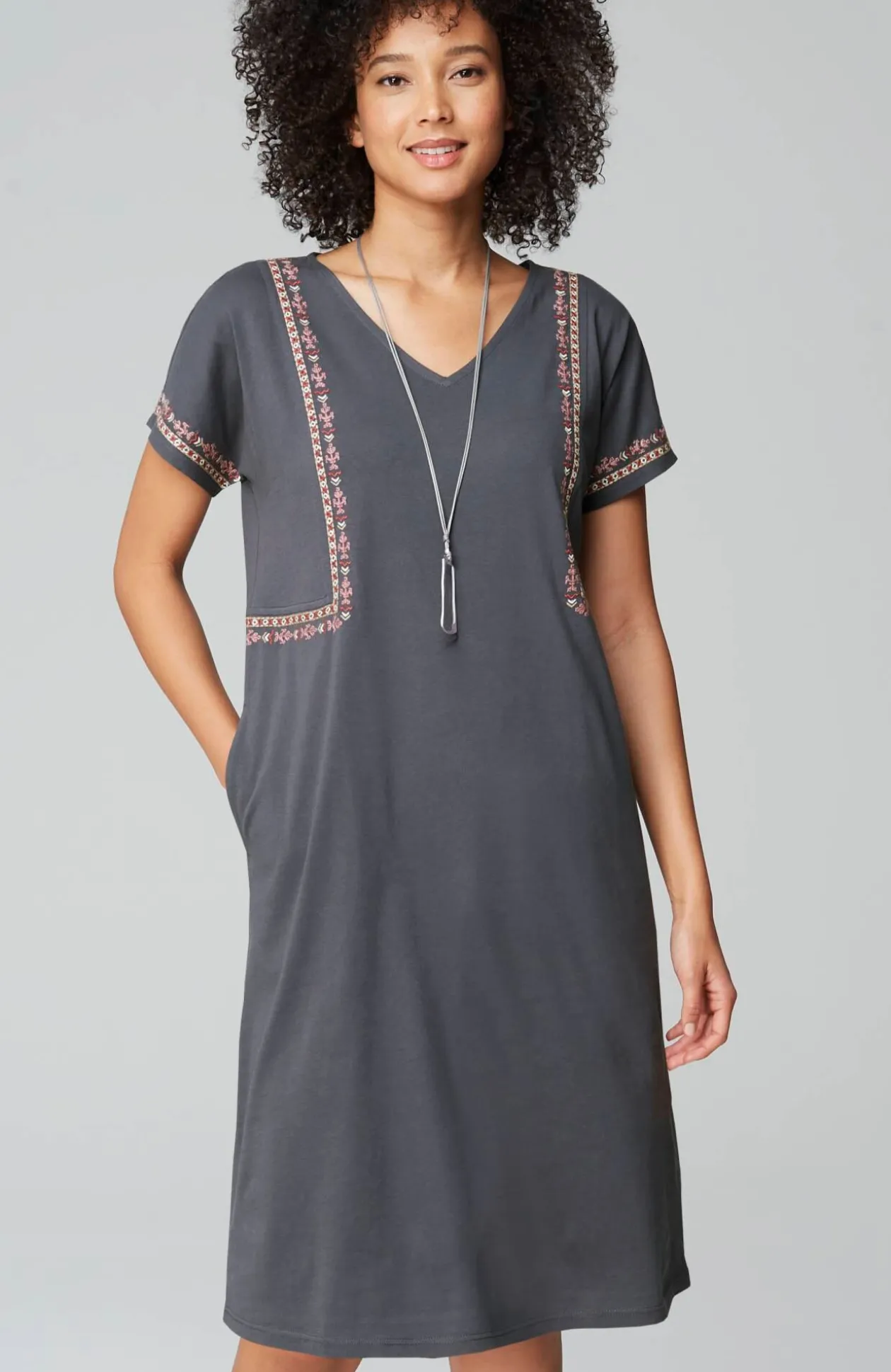 Pure Jill Soft-V-Neck T-Shirt Dress