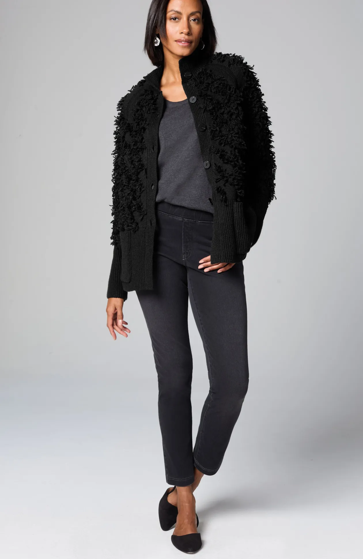Pure Jill Textured Fringe Cardi
