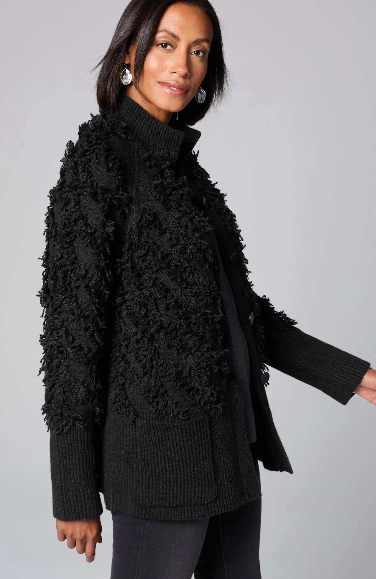 Pure Jill Textured Fringe Cardi
